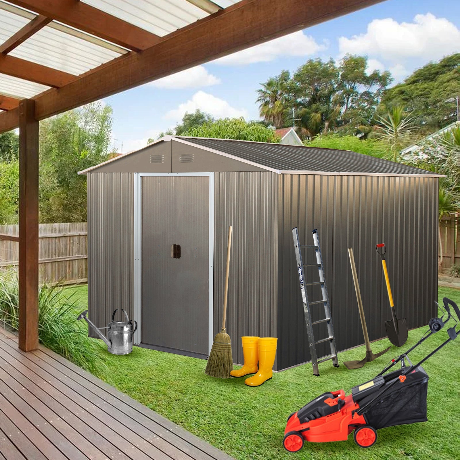 8x10ft Outdoor Metal Storage Shed