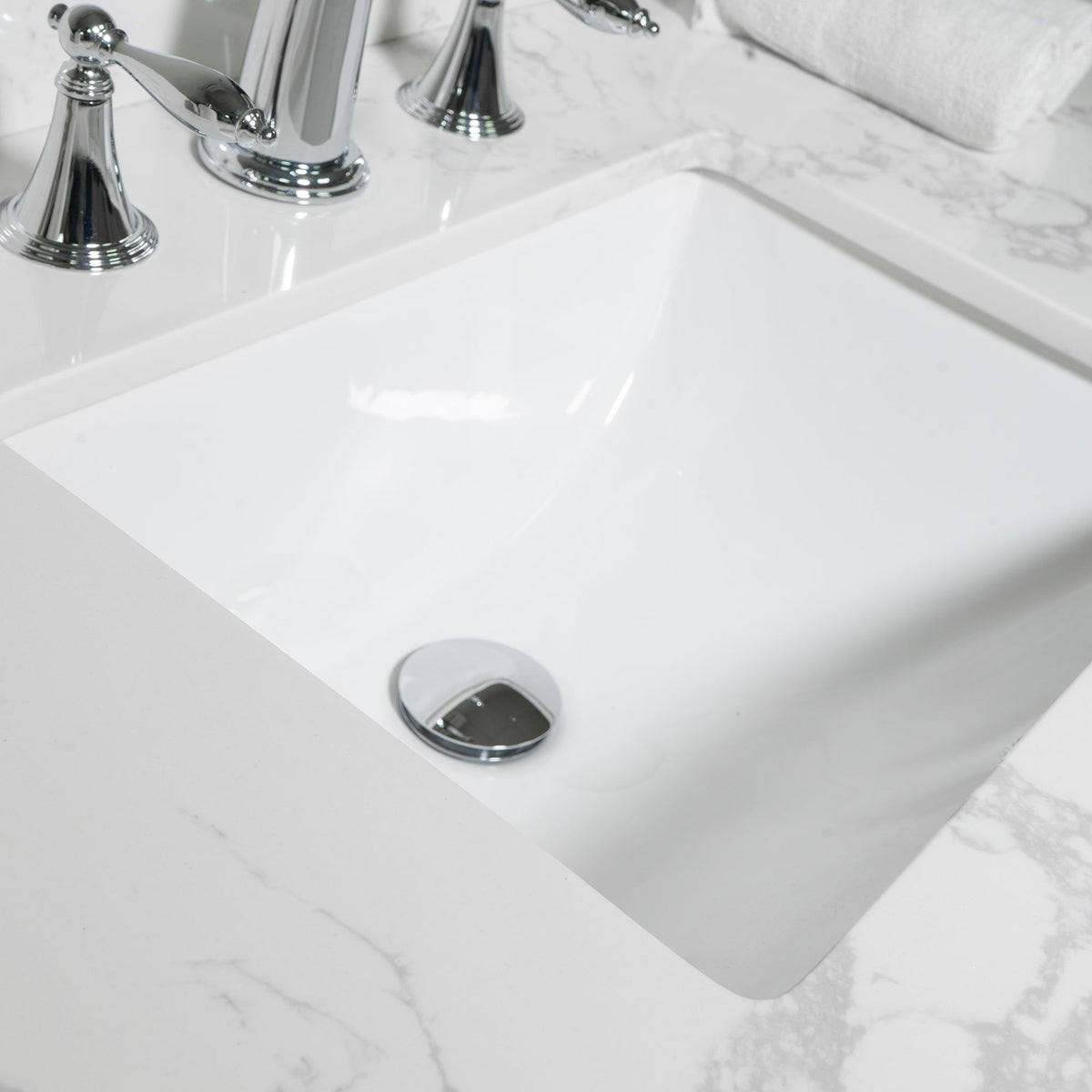 Montary 43x22 Bathroom Stone Vanity Top - Engineered Stone Carrara