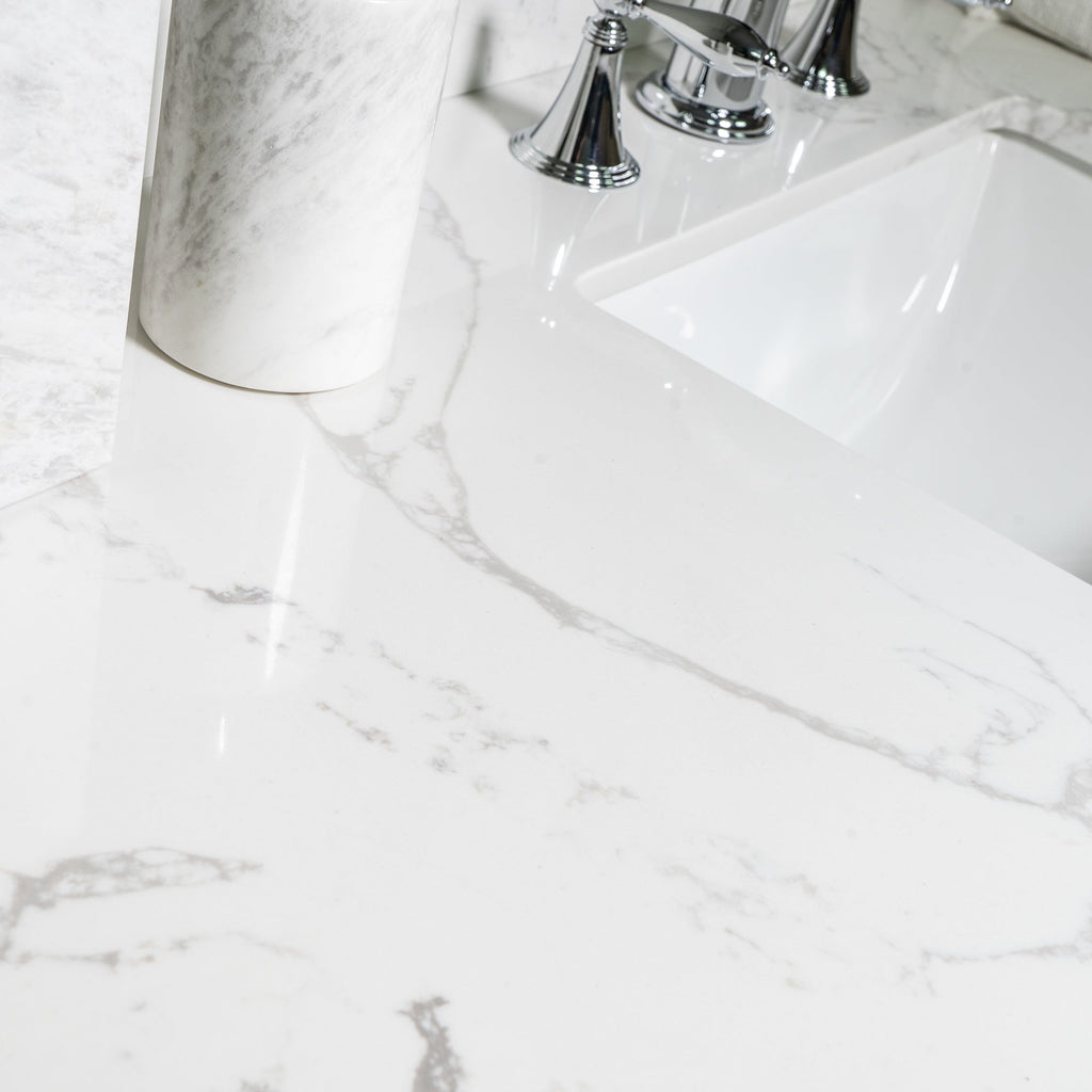Montary 43x22 Bathroom Stone Vanity Top - Engineered Stone Carrara