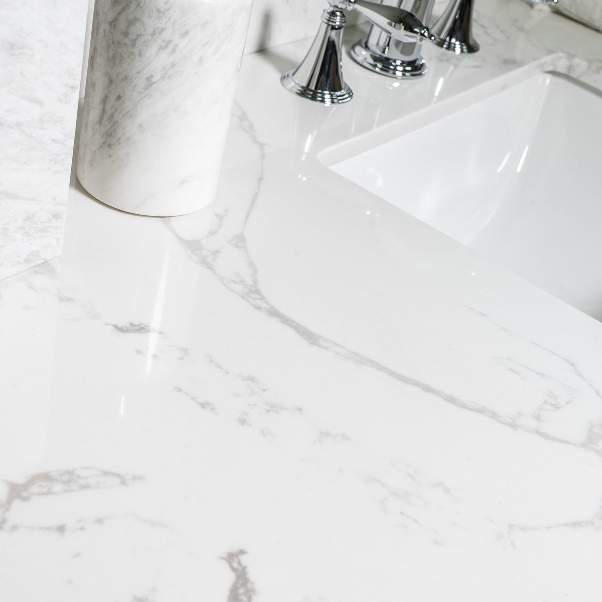 Montary 43x22 Bathroom Stone Vanity Top - Engineered Stone Carrara