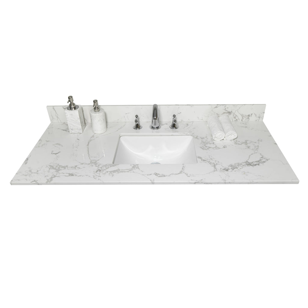 Montary 43x22 Bathroom Stone Vanity Top - Engineered Stone Carrara