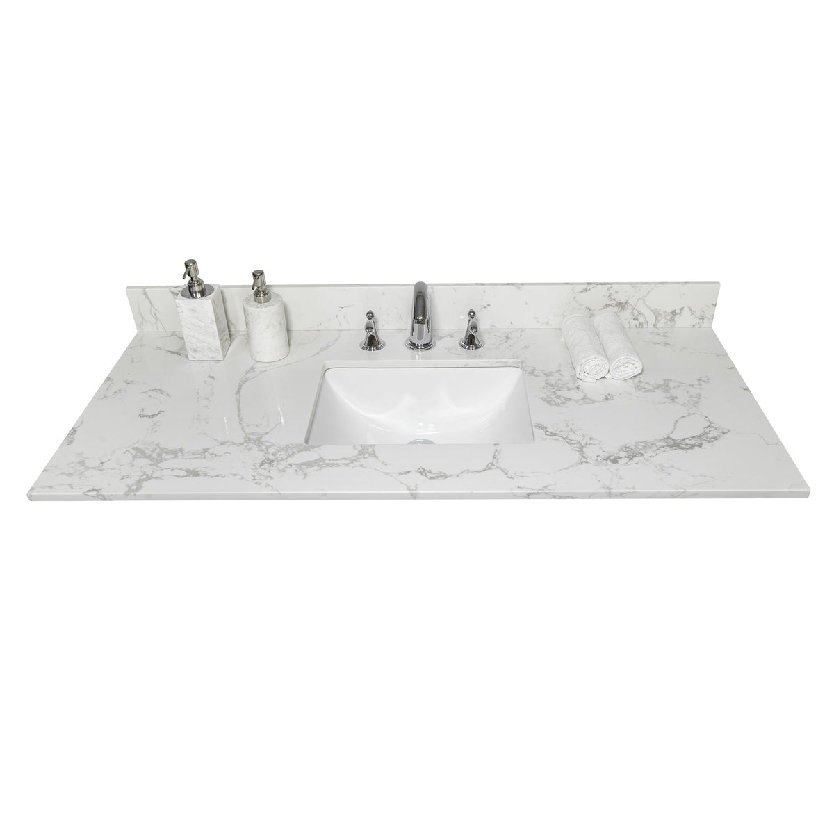 Montary 43x22 Bathroom Stone Vanity Top - Engineered Stone Carrara