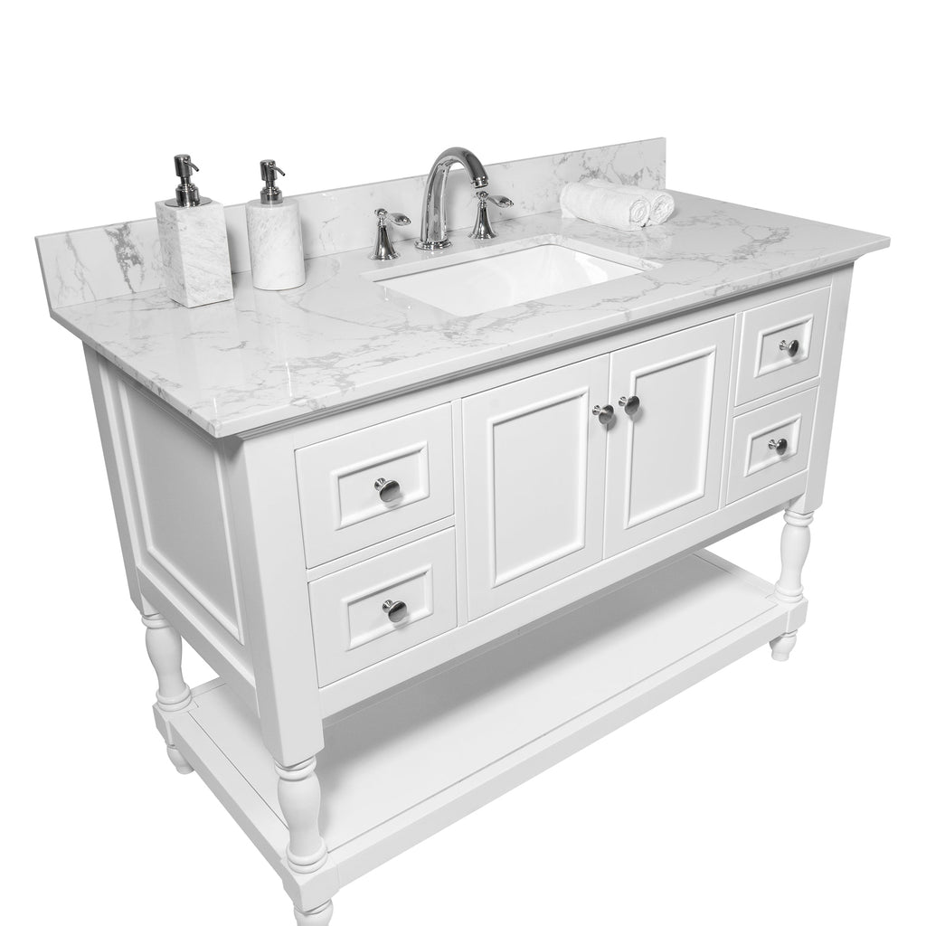 Montary 43x22 Bathroom Stone Vanity Top - Engineered Stone Carrara