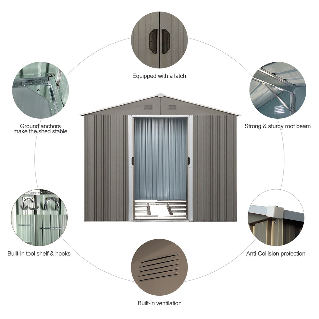 8x10ft Outdoor Metal Storage Shed