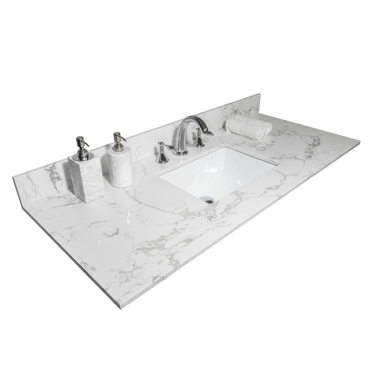 Montary 43x22 Bathroom Stone Vanity Top - Engineered Stone Carrara