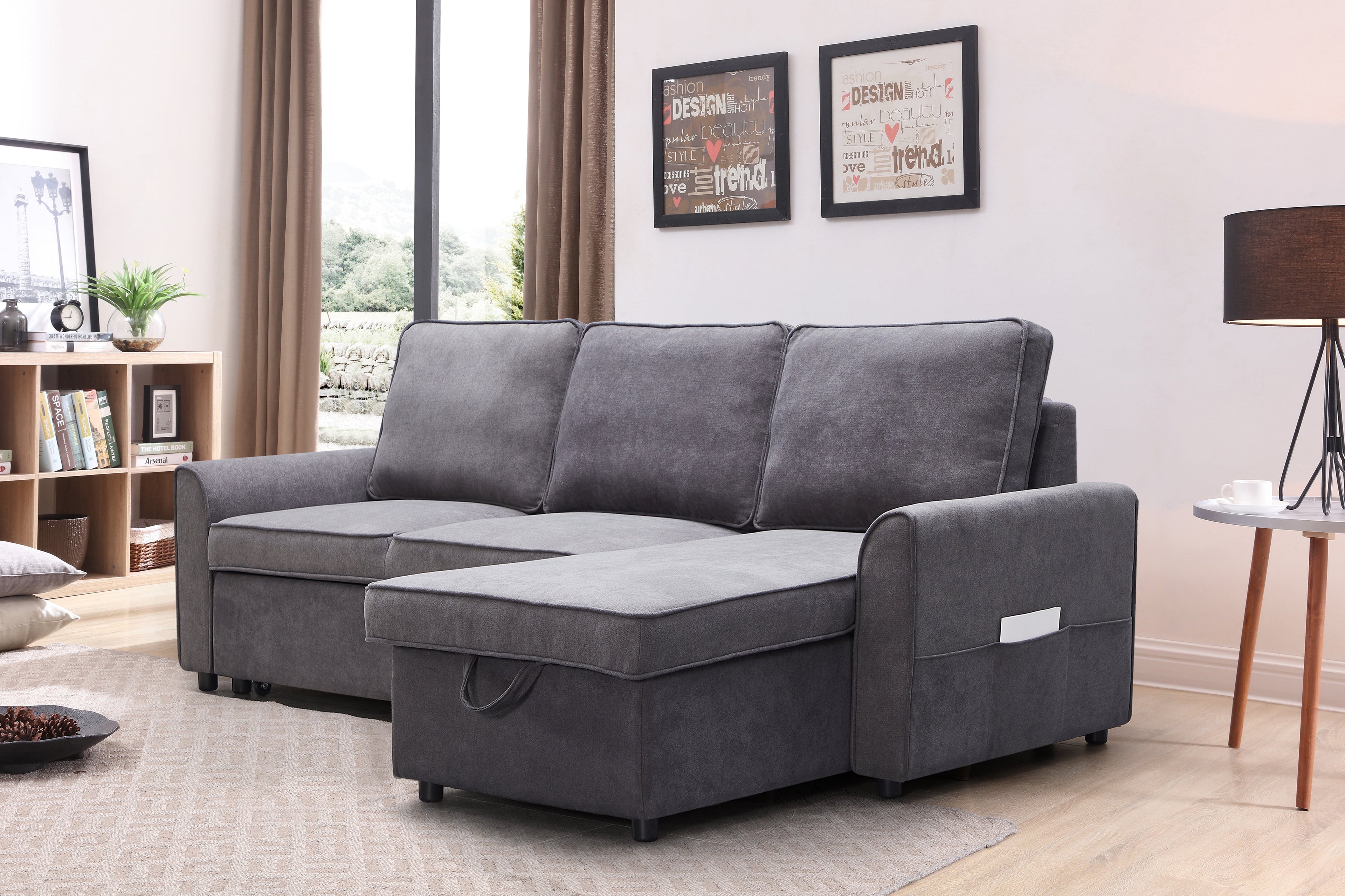 Modern Modular L-Shaped Sofa Bed with Chaise Longue