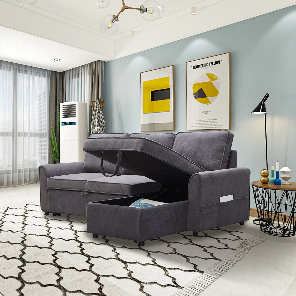 Modern Modular L-Shaped Sofa Bed with Chaise Longue