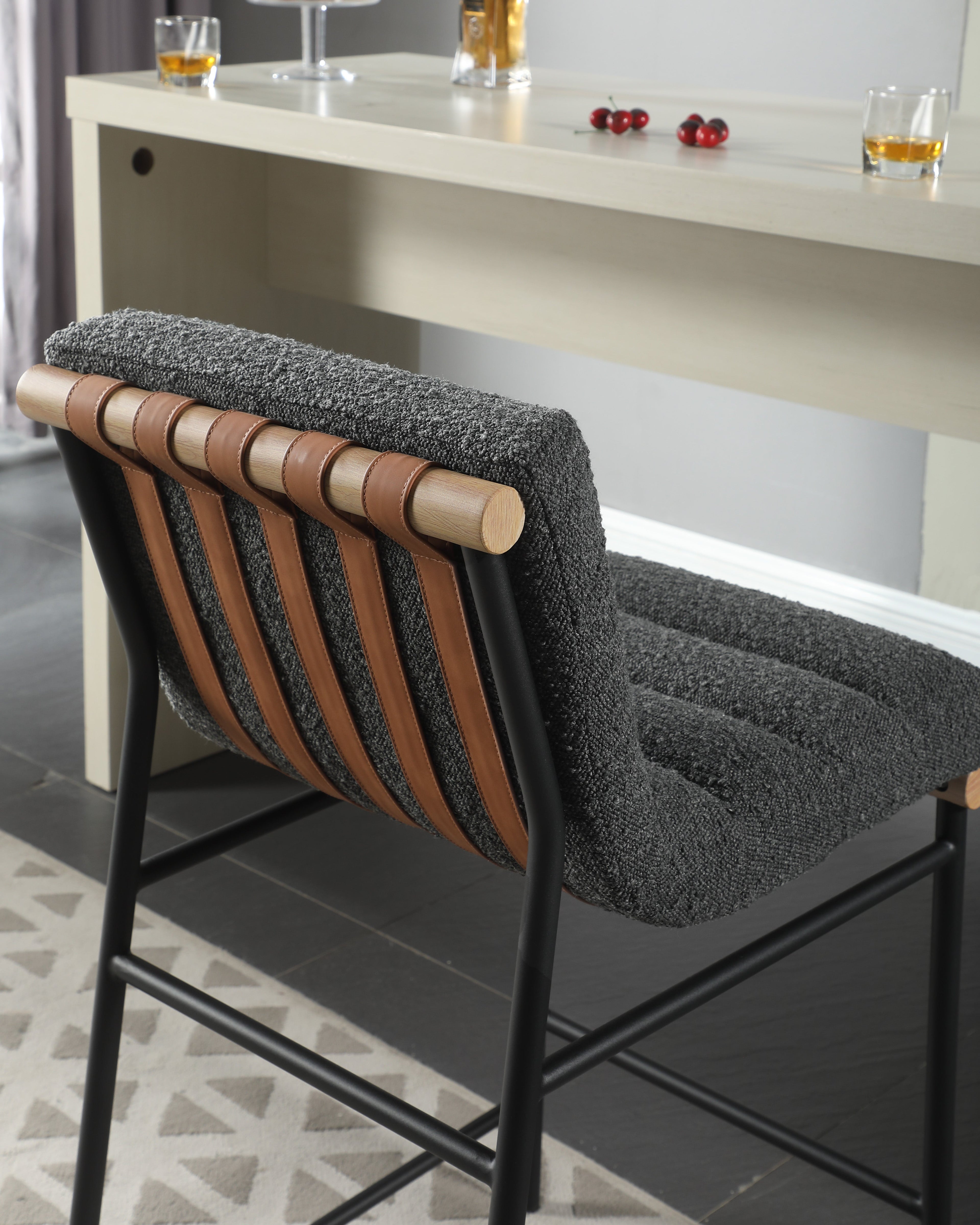 Lahni 17.75" Boucle Fabric Counter Height Chair