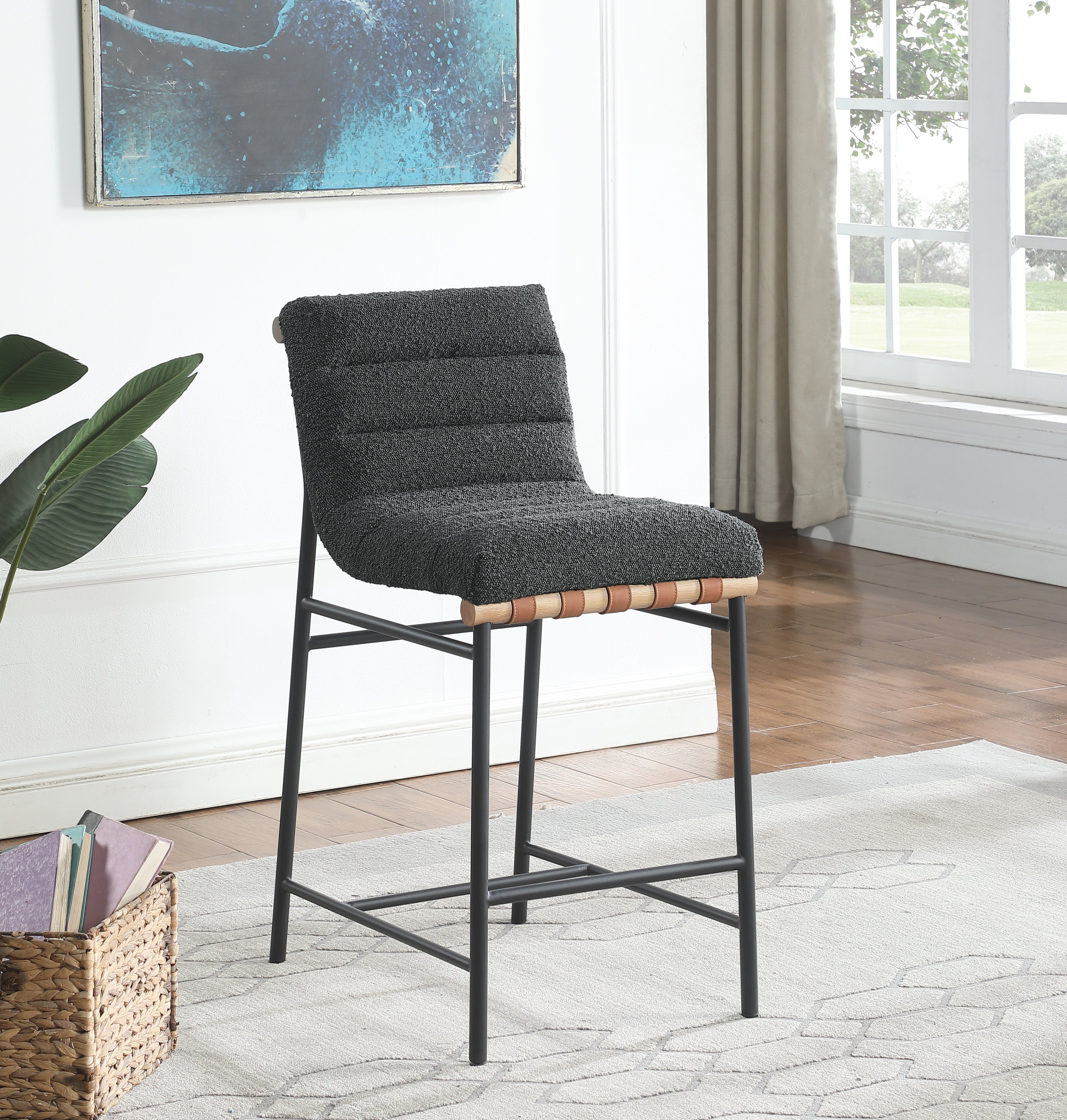Lahni 17.75" Boucle Fabric Counter Height Chair