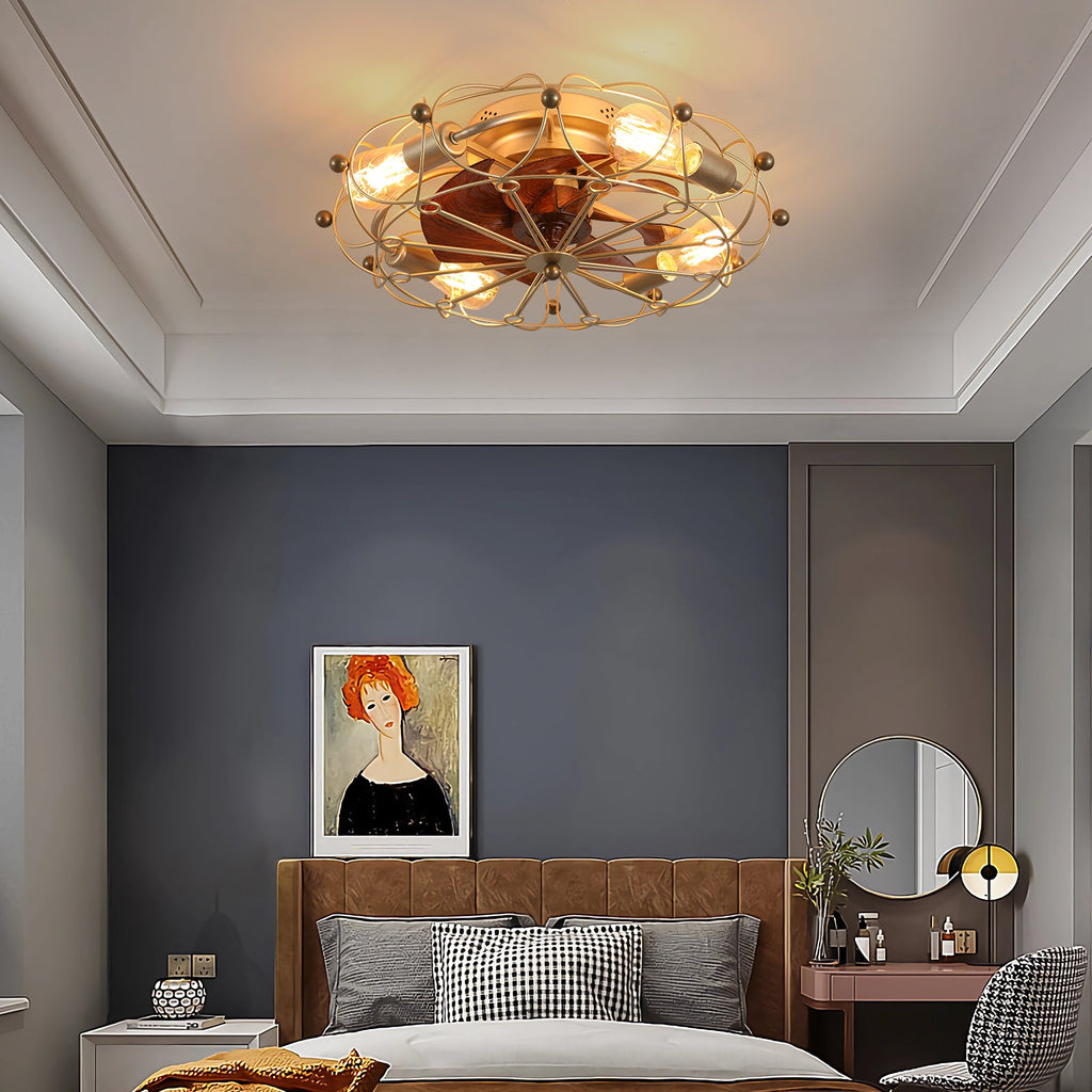 Low Profile Caged Ceiling Fan with Lights