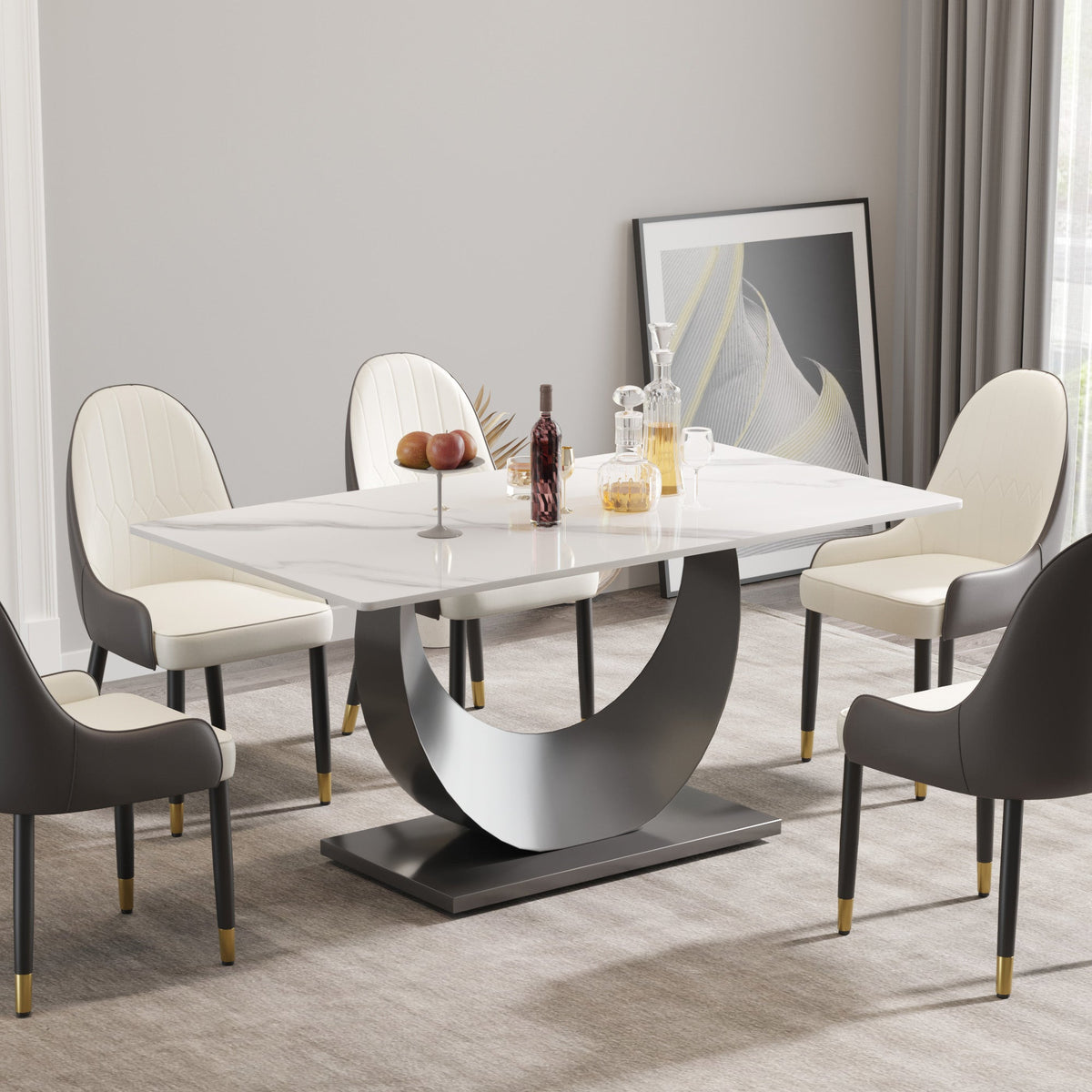 63" Modern Artificial Stone Dining Table