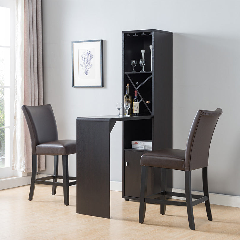 Bar Cabinet, Extended Table Kitchen Cabinet with Wine Bottle Compartment & Open Shelving