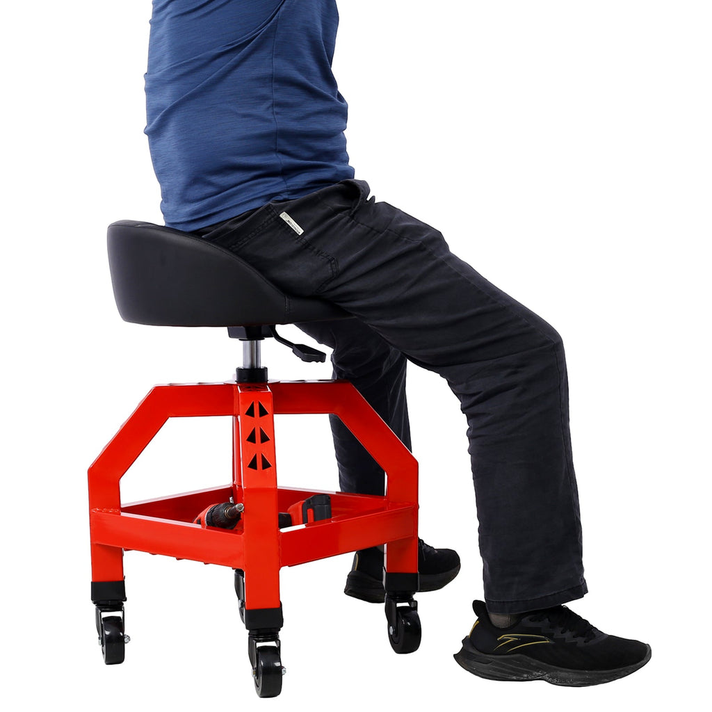 Pneumatic 360 Degree Swivel Stool, Heavy Duty Rolling Mechanics Stool