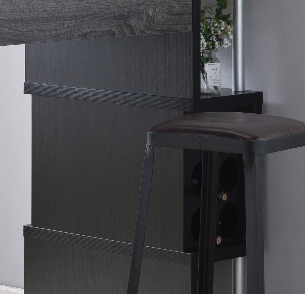 Distressed Home Bar Table with Wine Glass Compartment