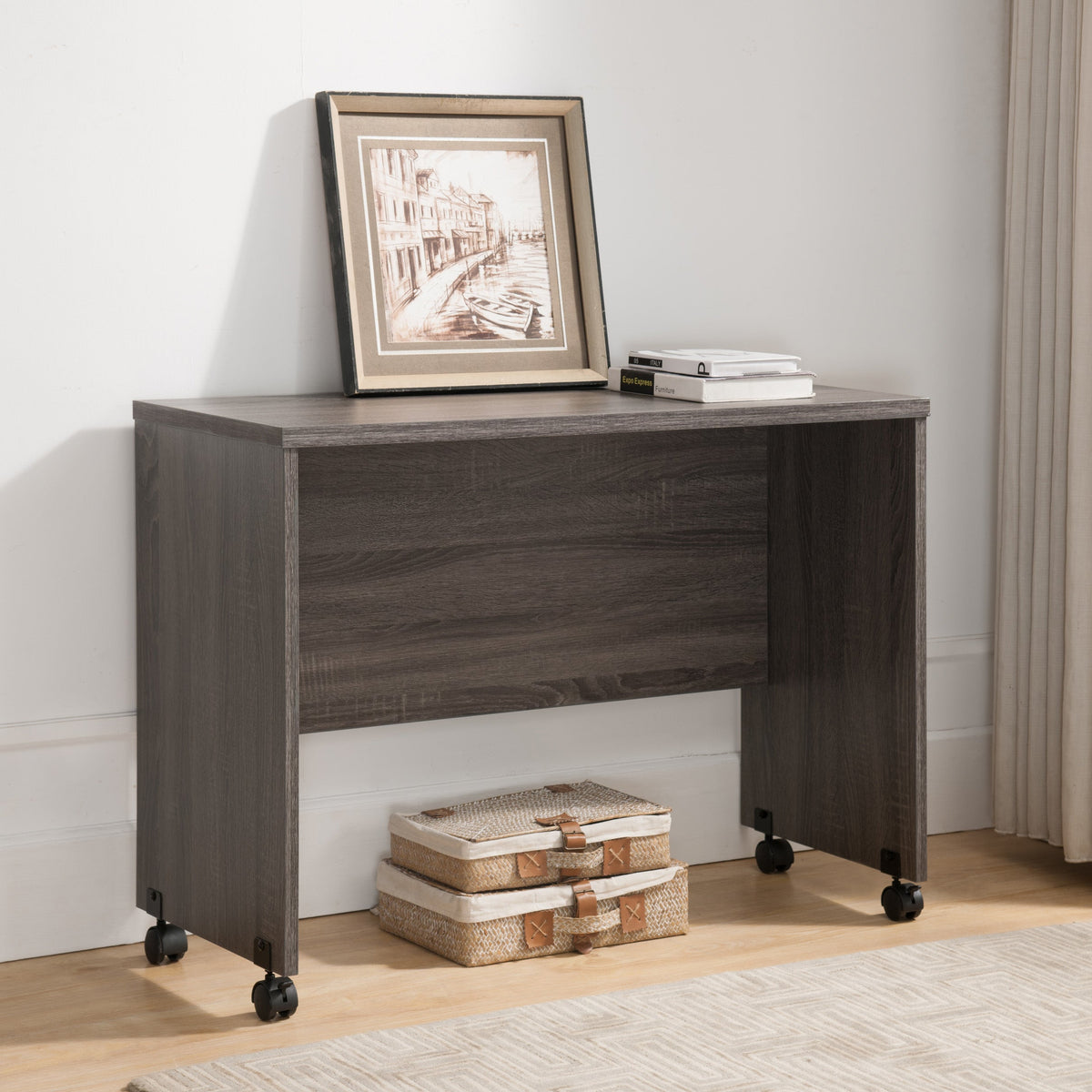 Wooden Mobile Computer Desk - Distressed
