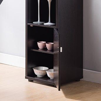 Bar Cabinet, Extended Table Kitchen Cabinet with Wine Bottle Compartment & Open Shelving
