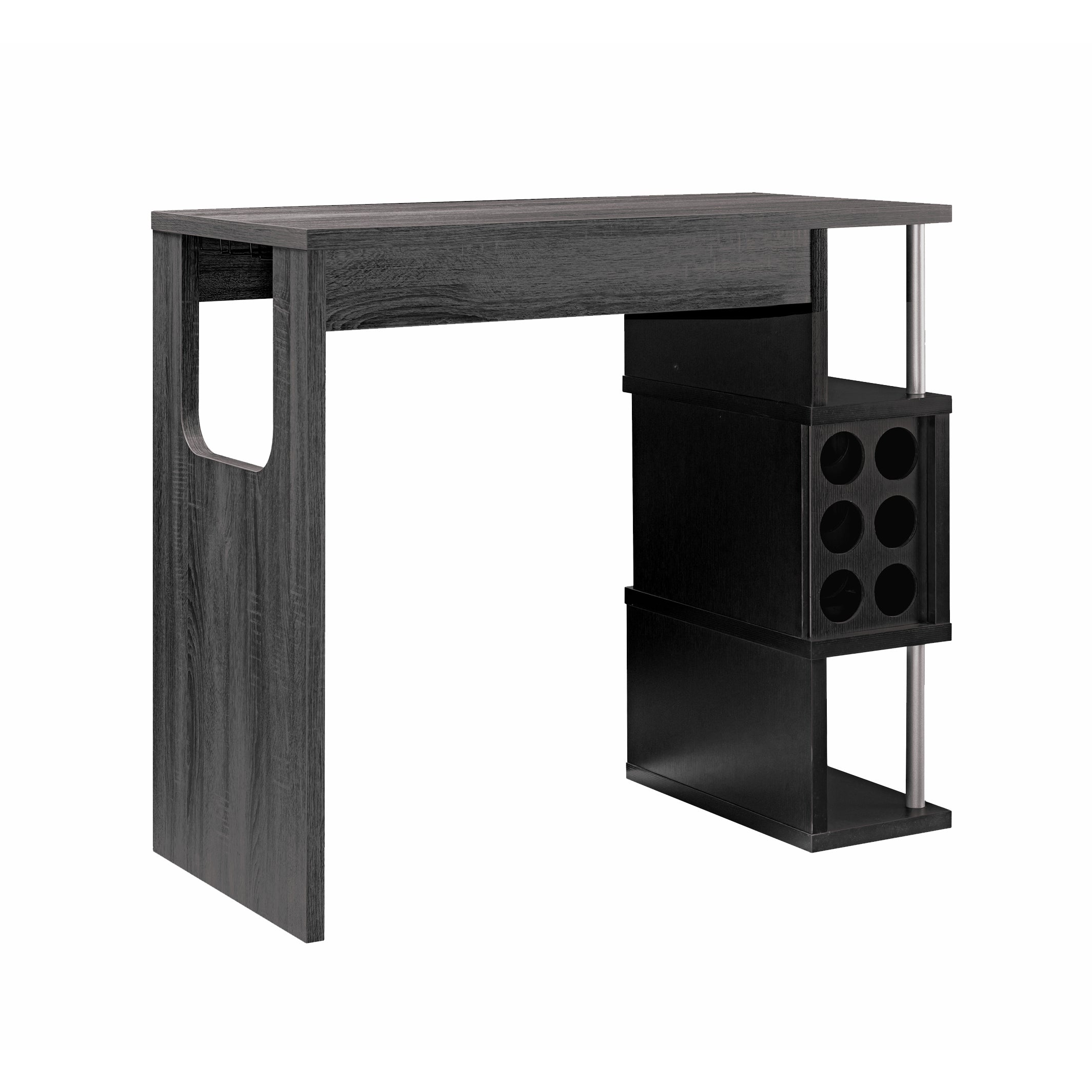 Distressed Home Bar Table with Wine Glass Compartment