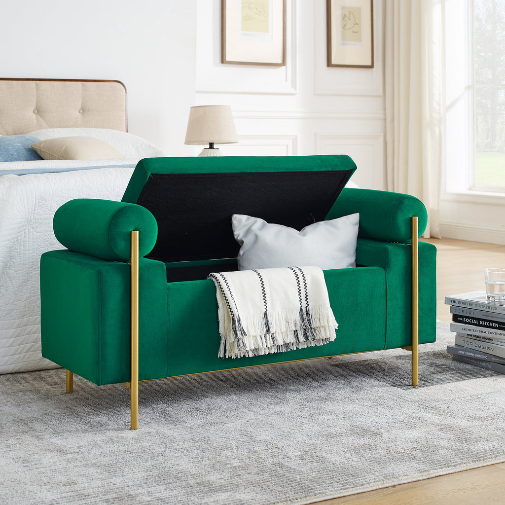 Elegant Upholstered Velvet Storage Bench
