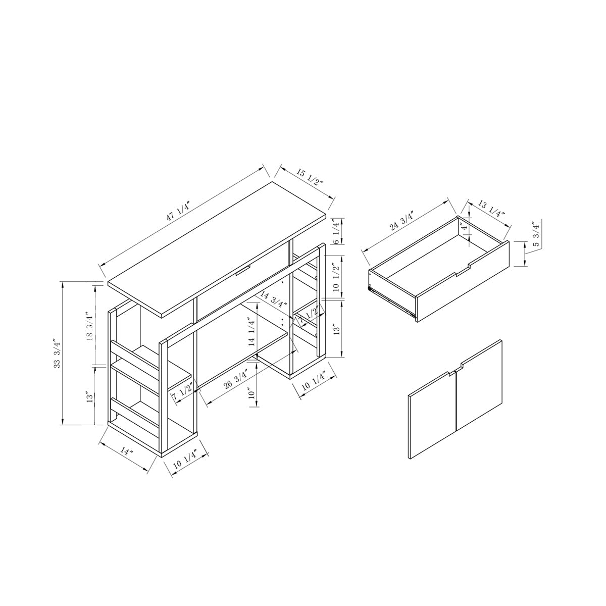 Modern Kitchen Buffet Organizing Cabinet with 4 Shelves