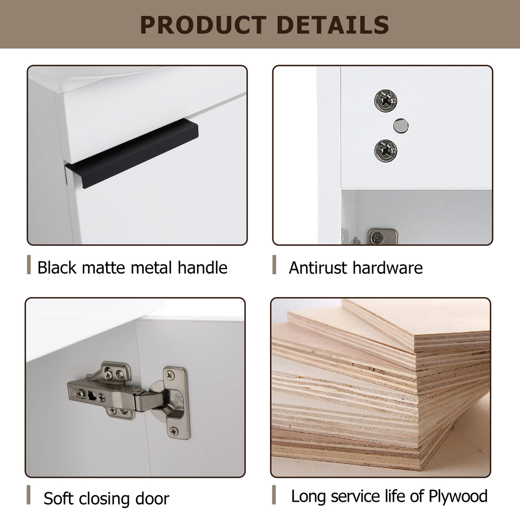 Soft Close Doors Bathroom Vanity With Sink - 16 Inch