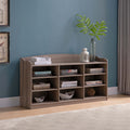 Wooden Shoe Storage Bench, Nine Storage Shelves, Entryway Organizer, Dark