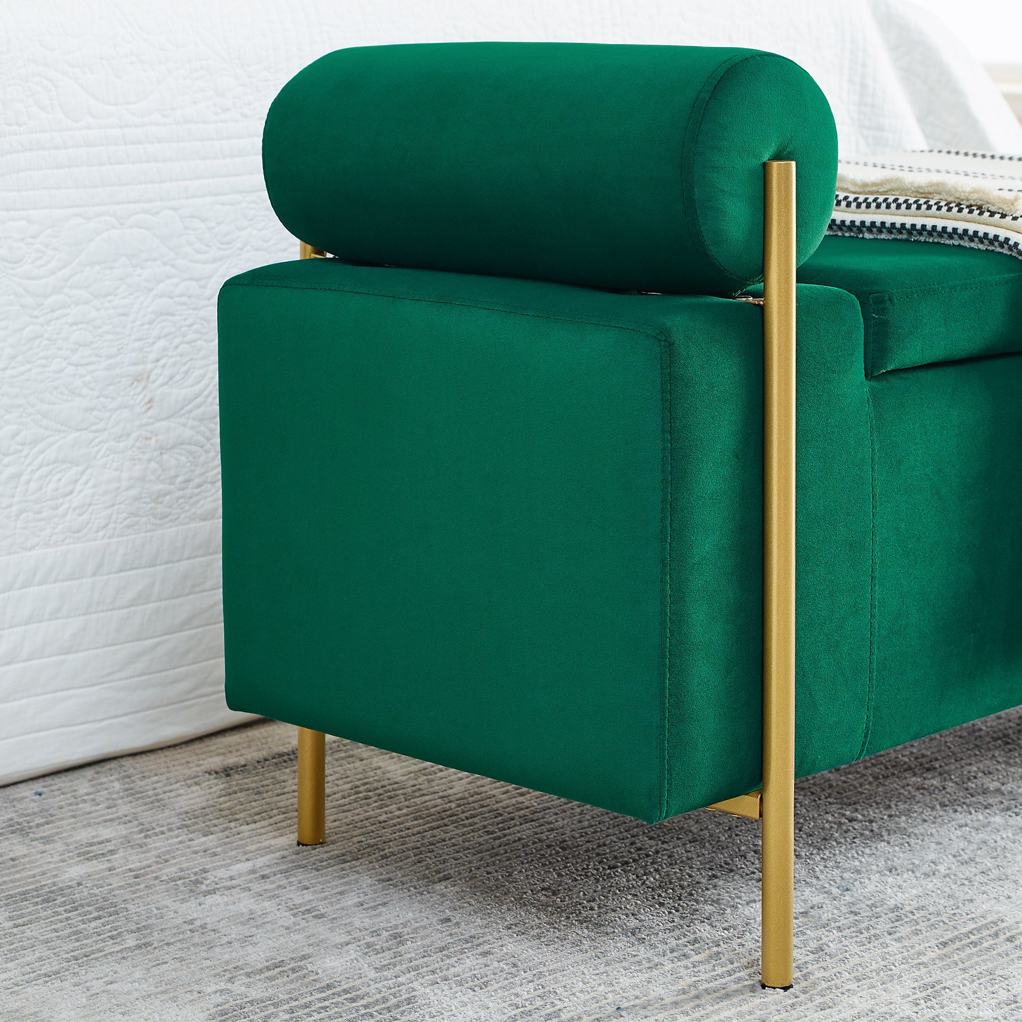 Elegant Upholstered Velvet Storage Bench