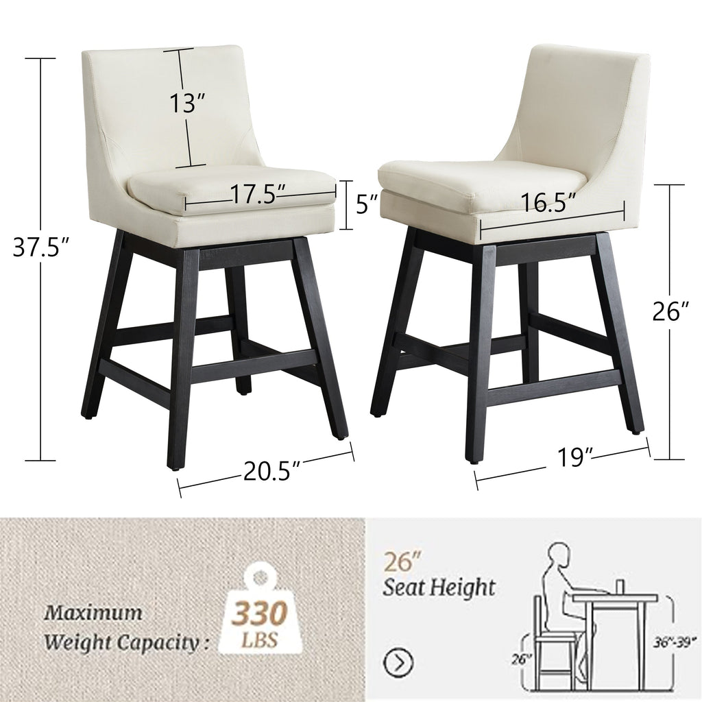 Upholstered Swivel Bar Stools Set of 2