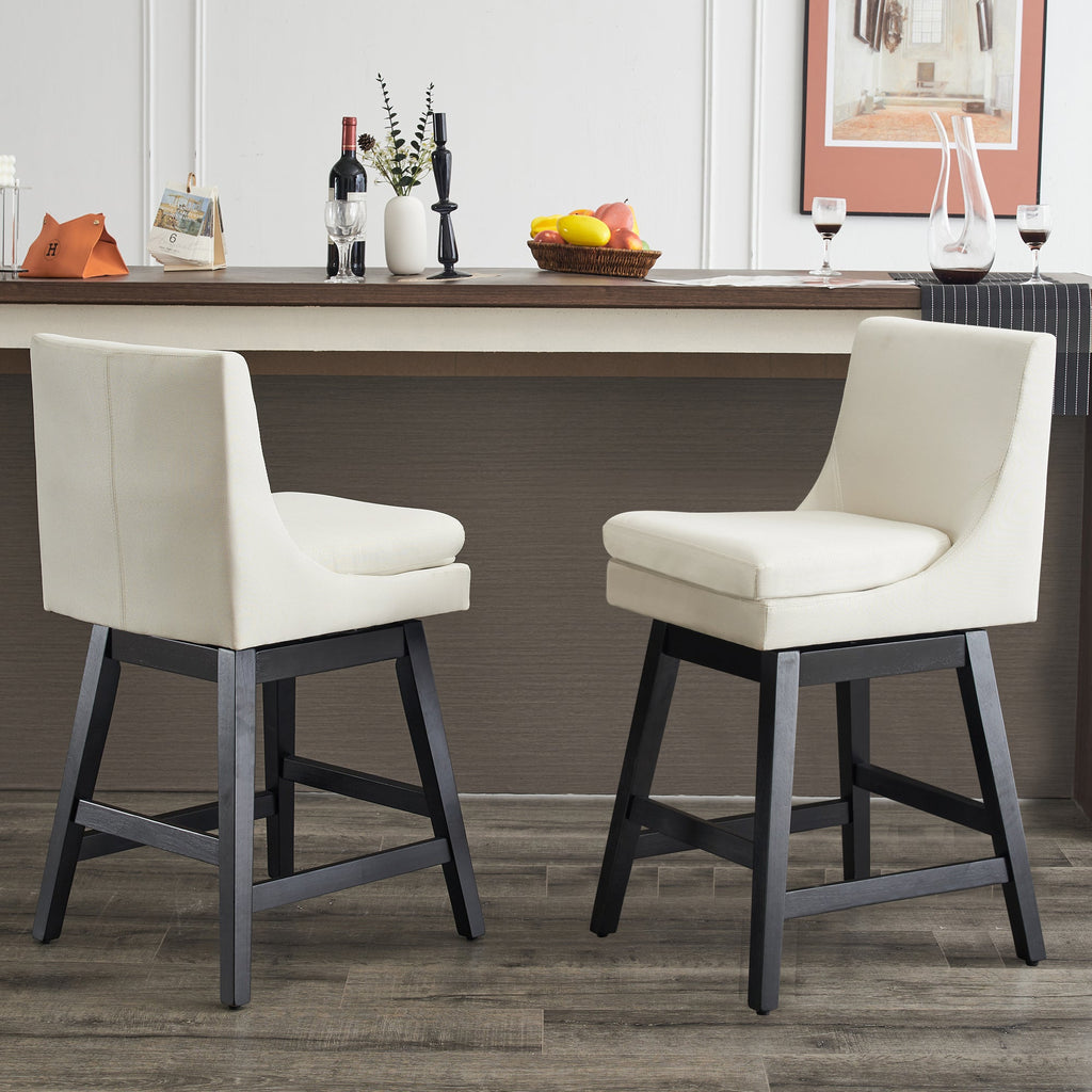 Upholstered Swivel Bar Stools Set of 2
