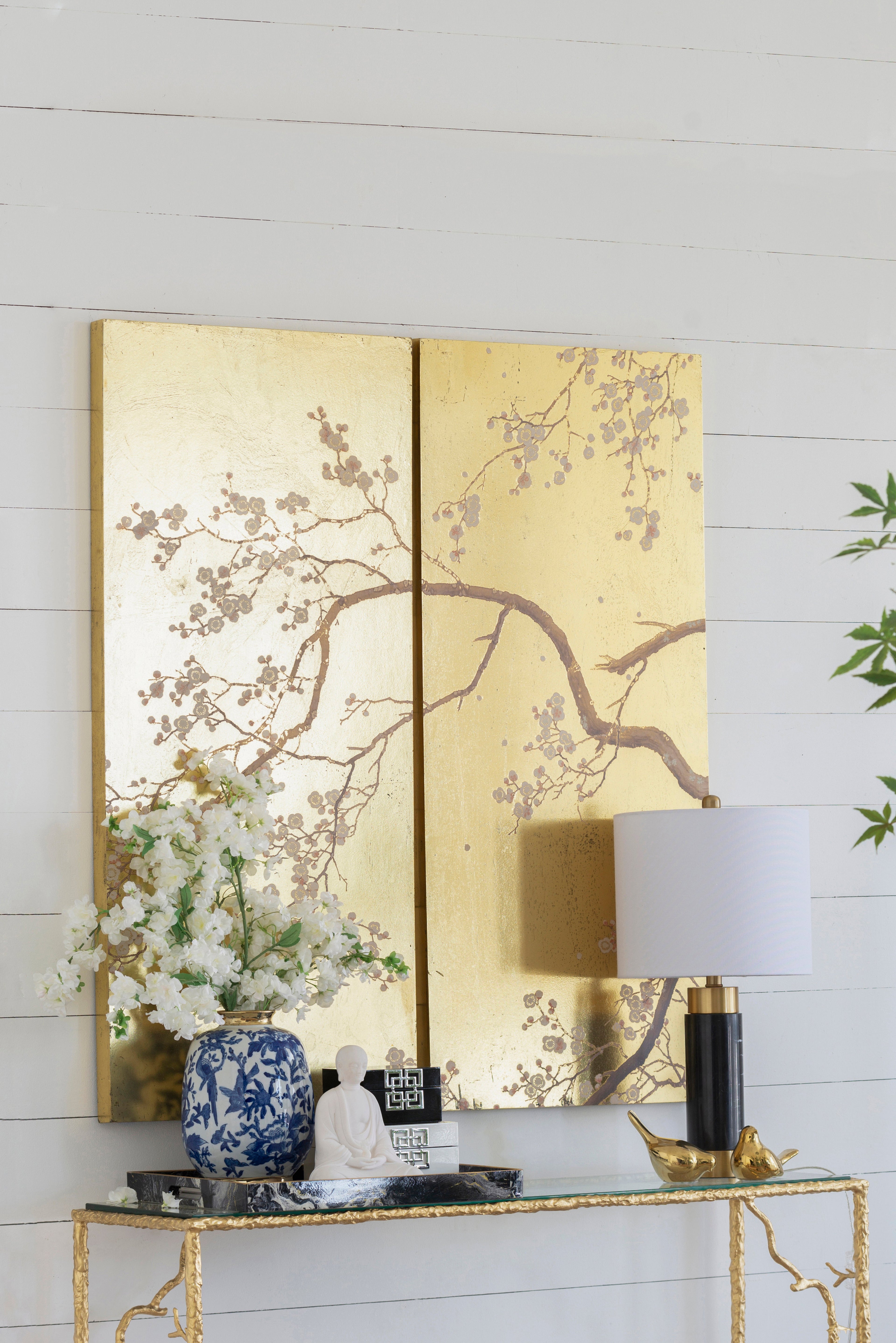 Set of 2 Cherry Blossom Wall Art Panels