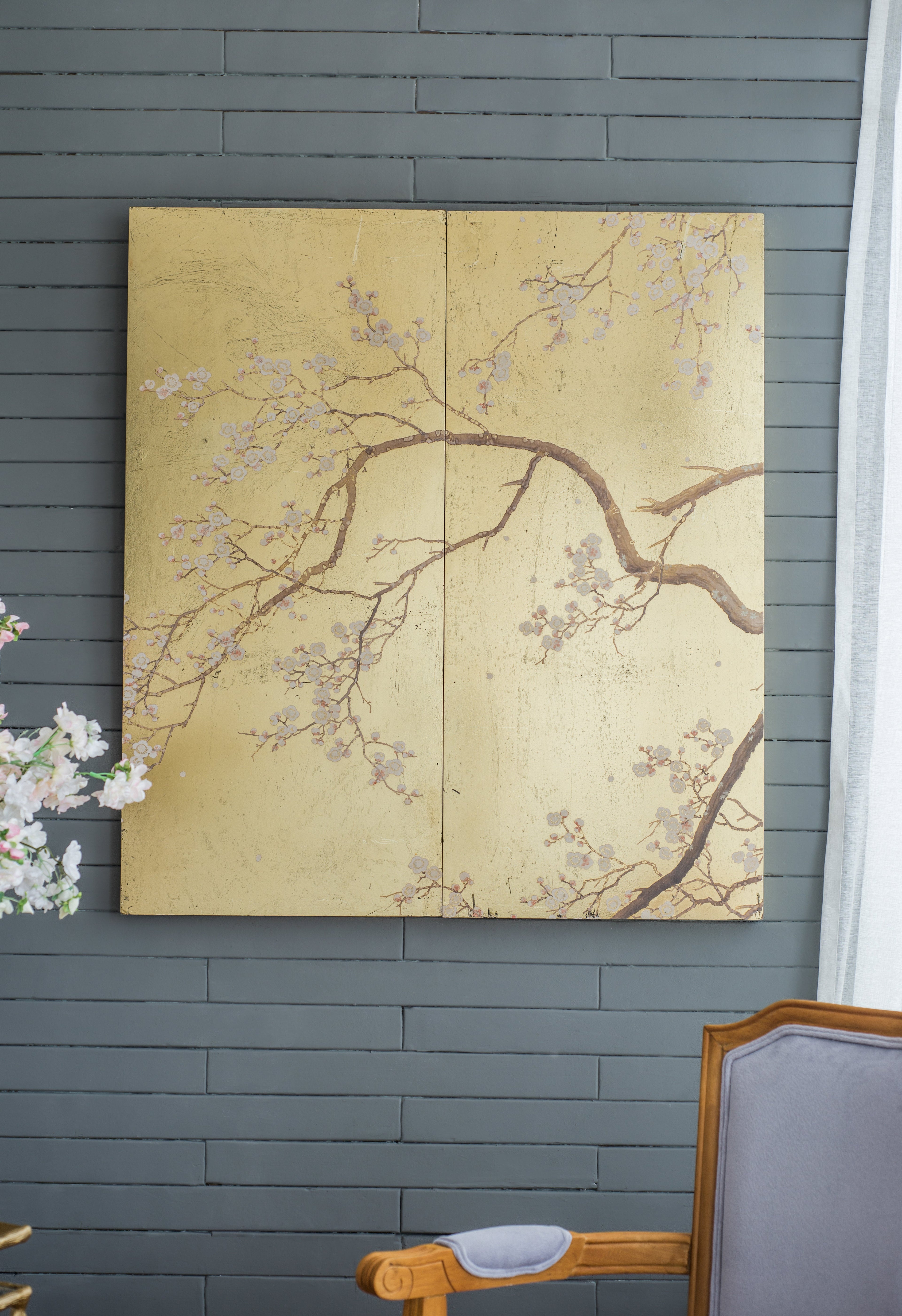 Set of 2 Cherry Blossom Wall Art Panels