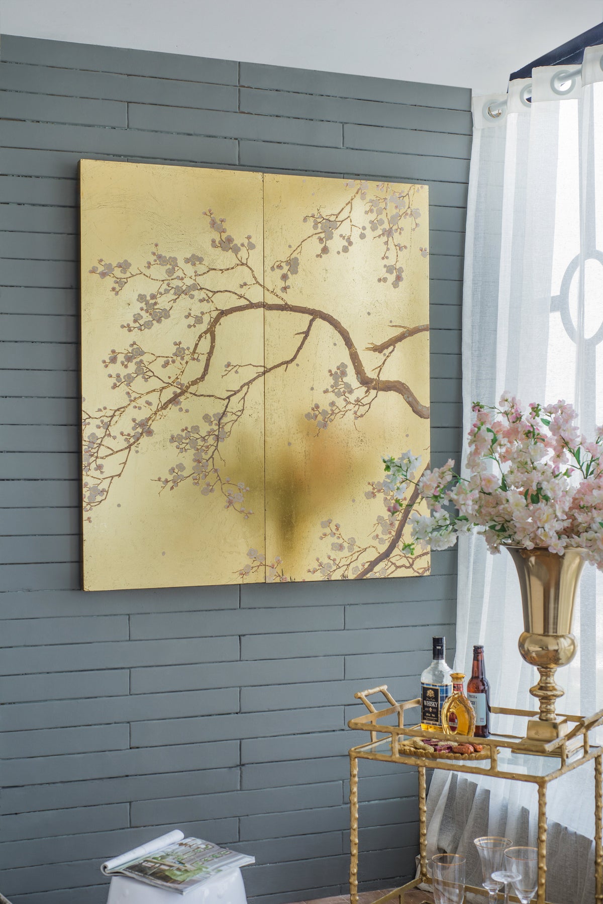 Set of 2 Cherry Blossom Wall Art Panels