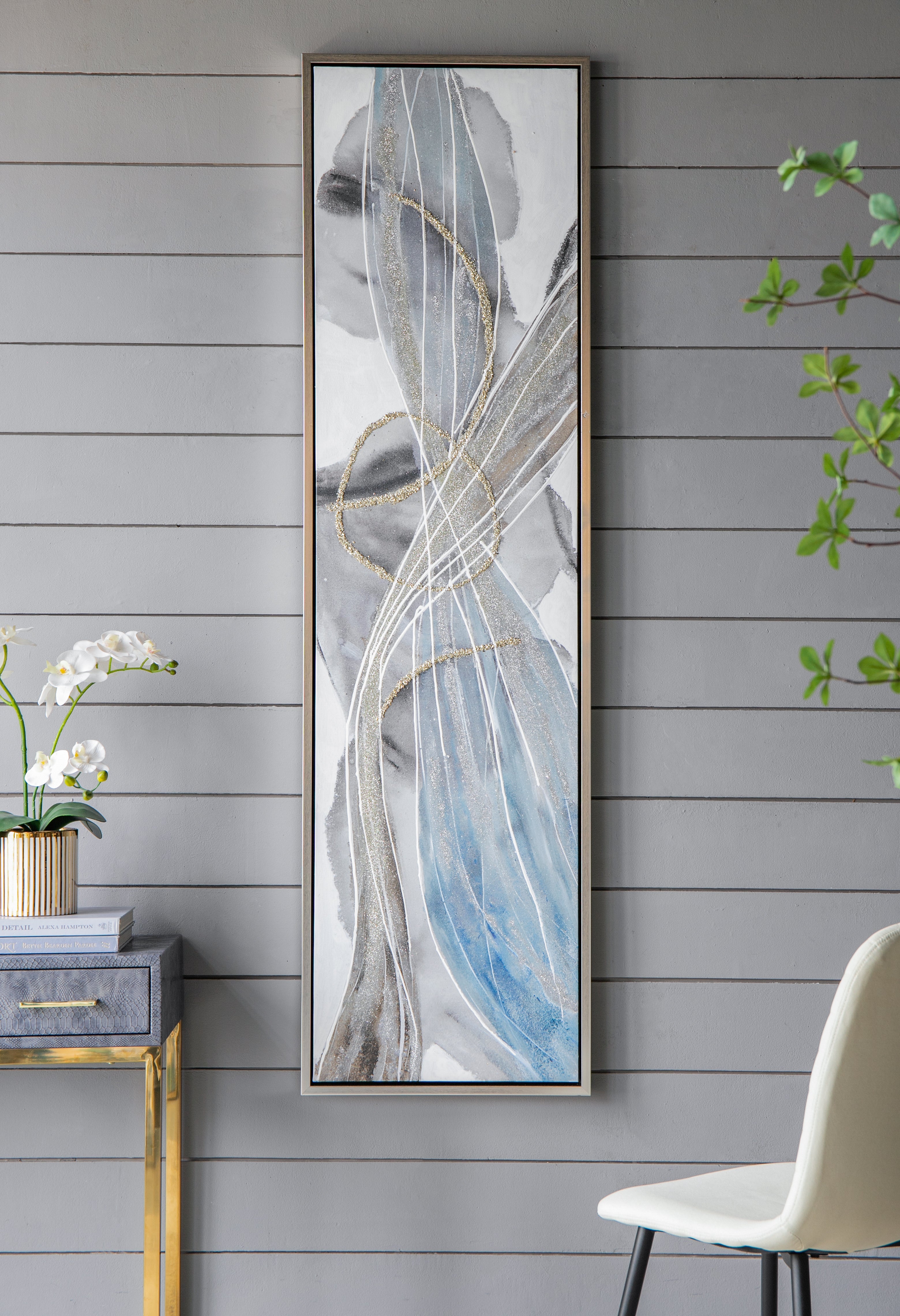 Set of 2 Elongated Modern Abstract Oil Paintings