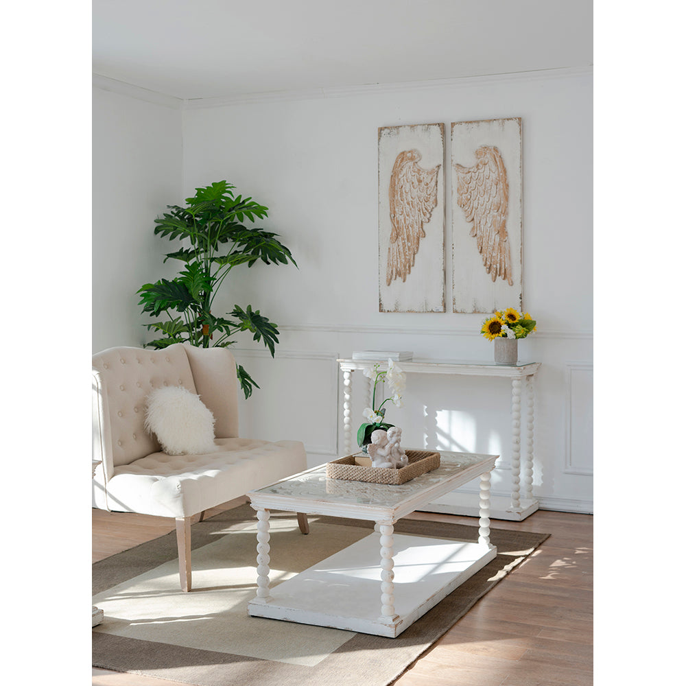 Set of 2 Feather Wing Wall Panels with Distressed Finish