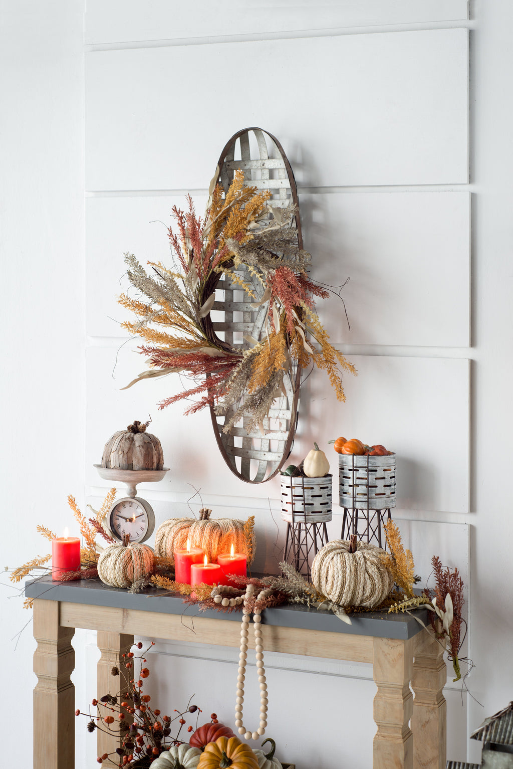 12.5" x 3" x 37.5" Metal Wall Art With Grid Pattern