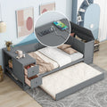 Twin Size Daybed with Storage Arms, Trundle and Charging Station