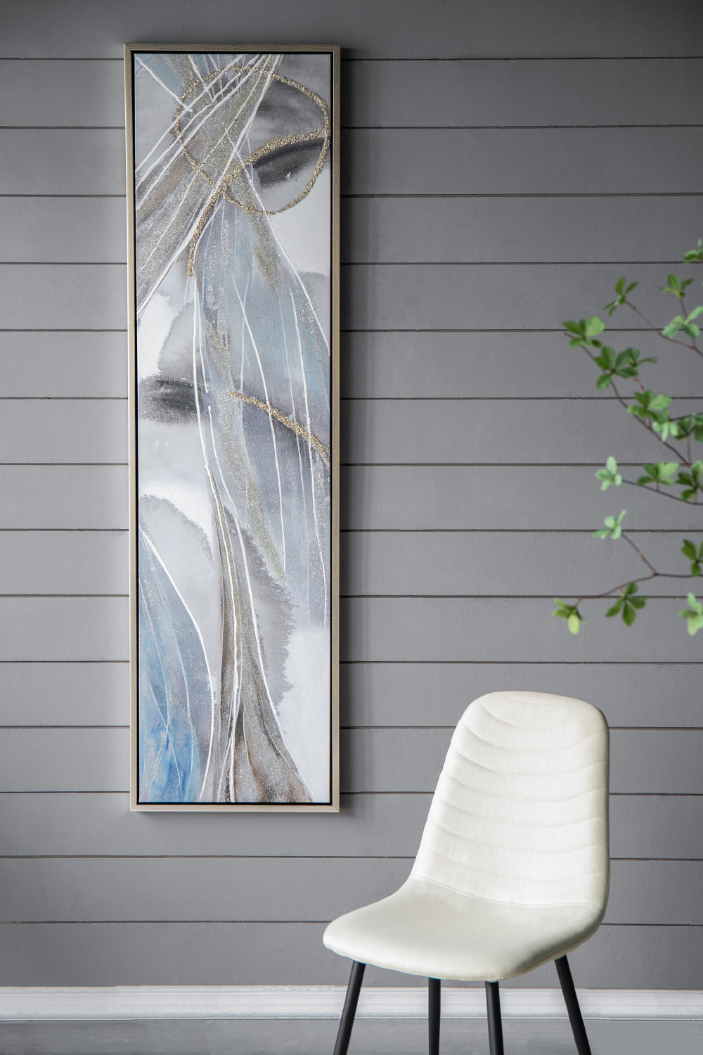 Set of 2 Elongated Modern Abstract Oil Paintings