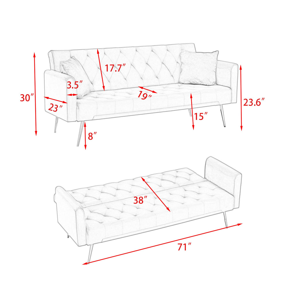 71-Inch Convertible Love Seat Sofa