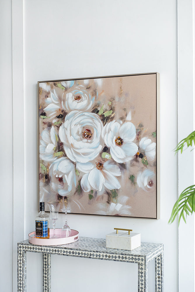 36" x 36" Square Framed Wall Art Flower Canvas Print
