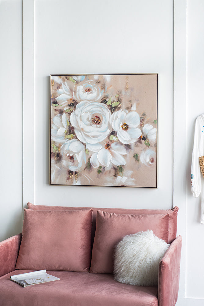 36" x 36" Square Framed Wall Art Flower Canvas Print