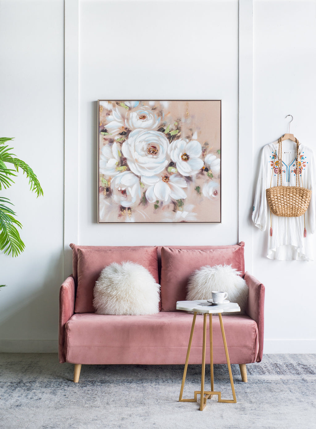 36" x 36" Square Framed Wall Art Flower Canvas Print