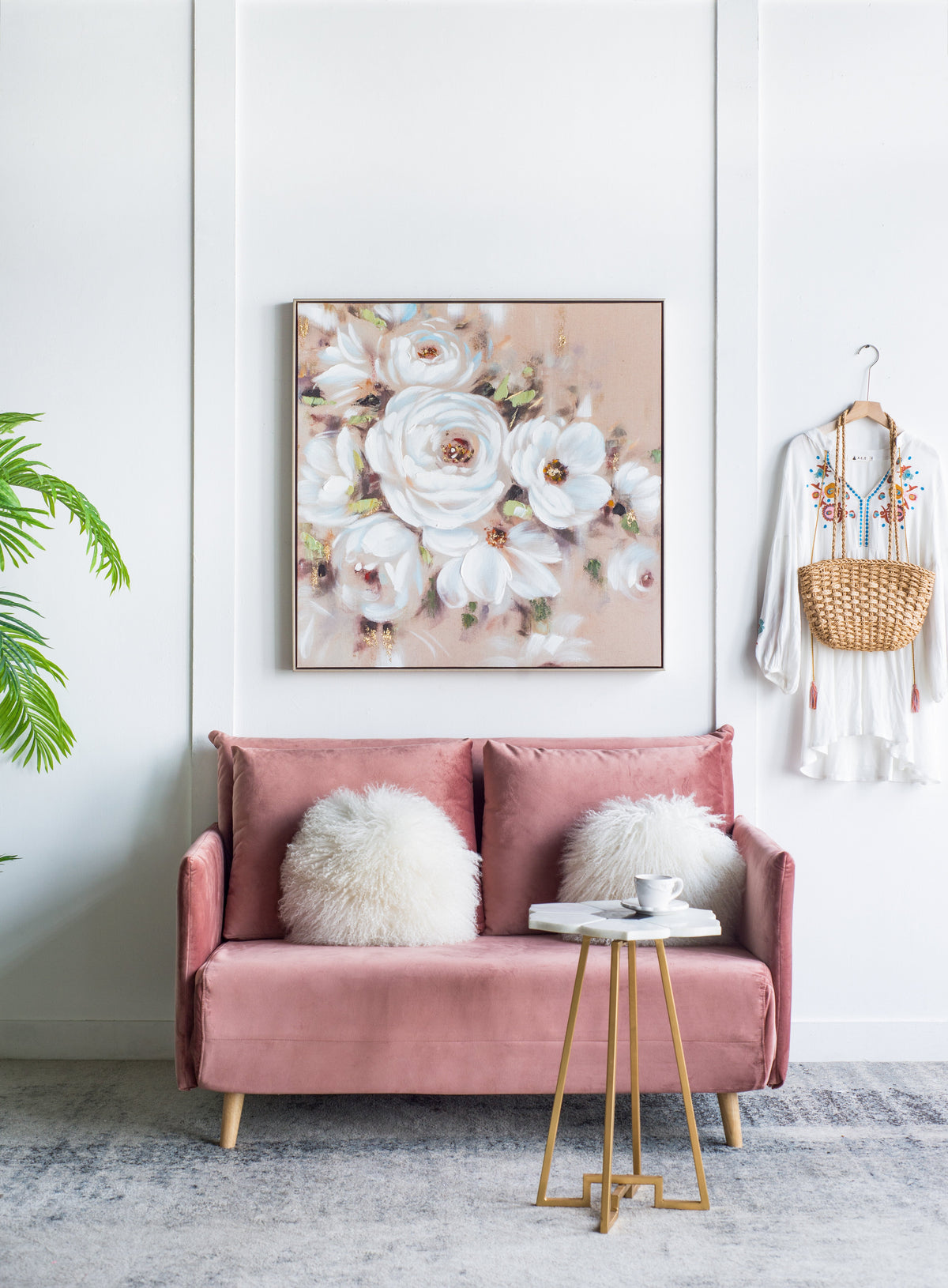 36" x 36" Square Framed Wall Art Flower Canvas Print