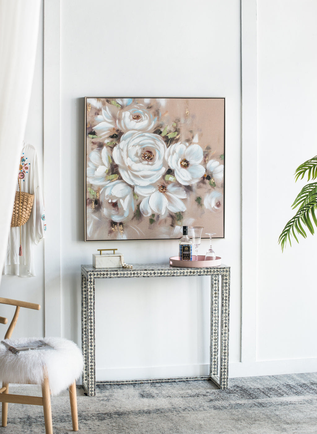 36" x 36" Square Framed Wall Art Flower Canvas Print