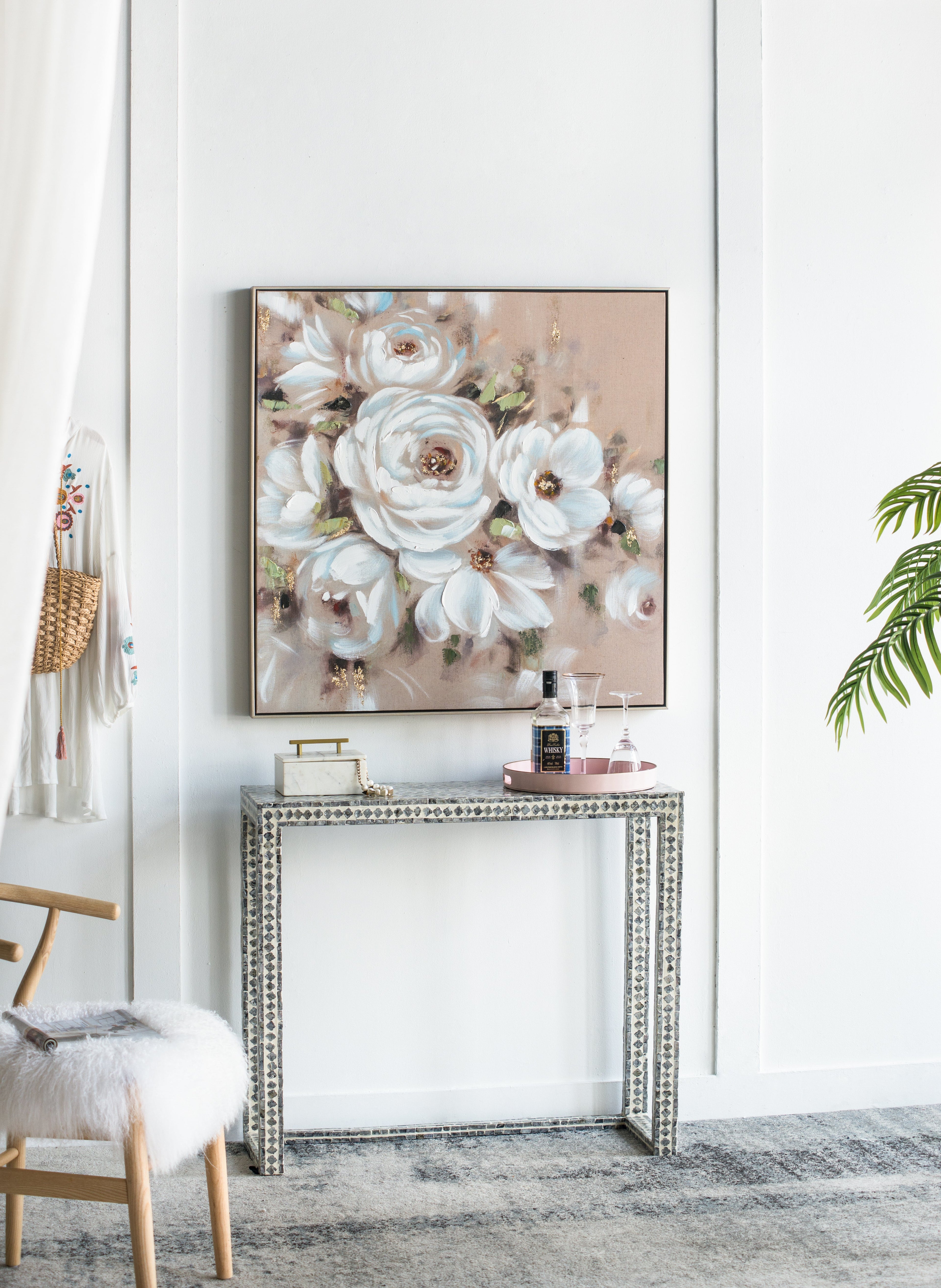 36" x 36" Square Framed Wall Art Flower Canvas Print