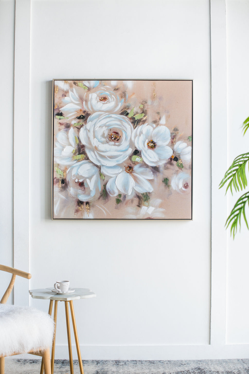 36" x 36" Square Framed Wall Art Flower Canvas Print