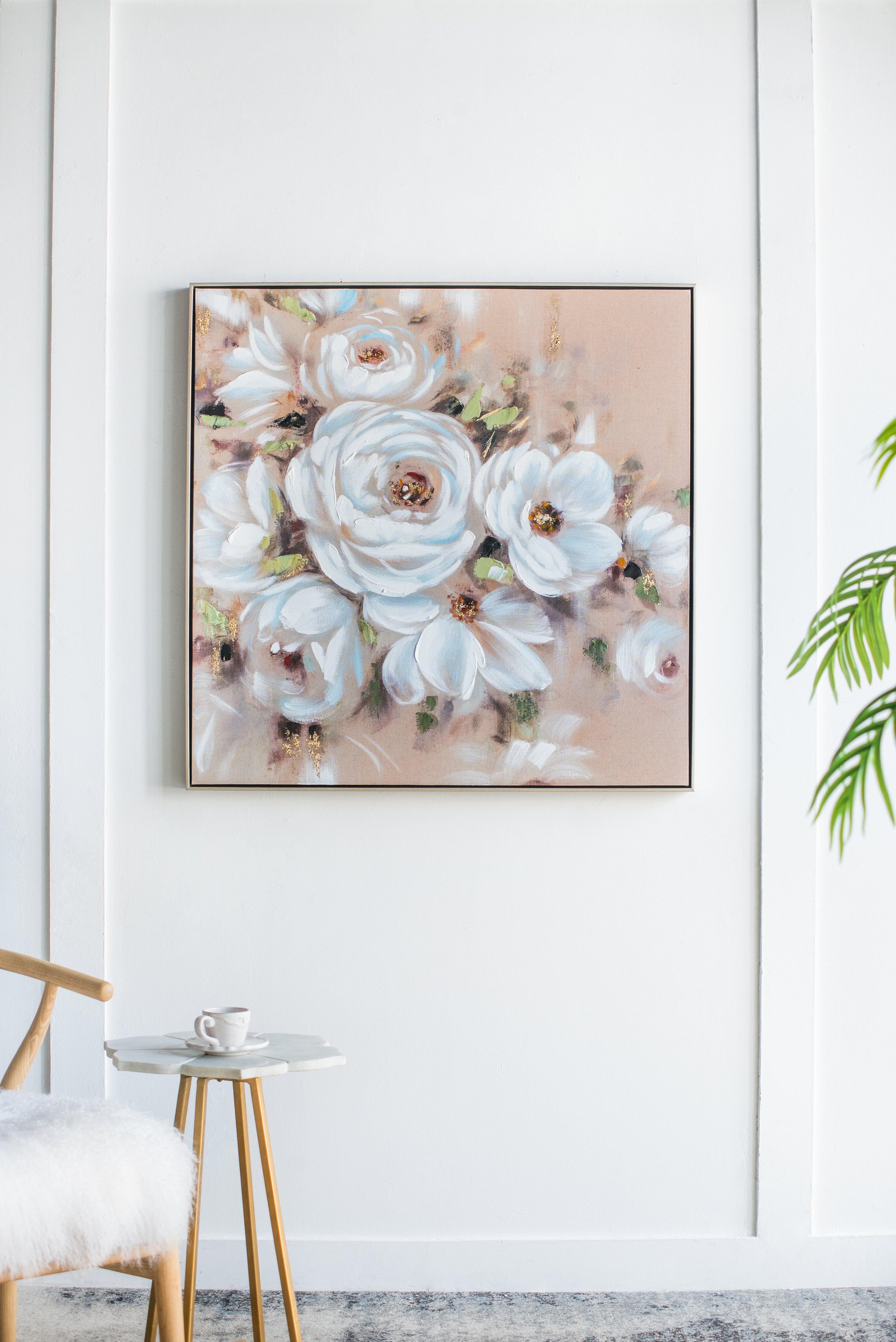 36" x 36" Square Framed Wall Art Flower Canvas Print