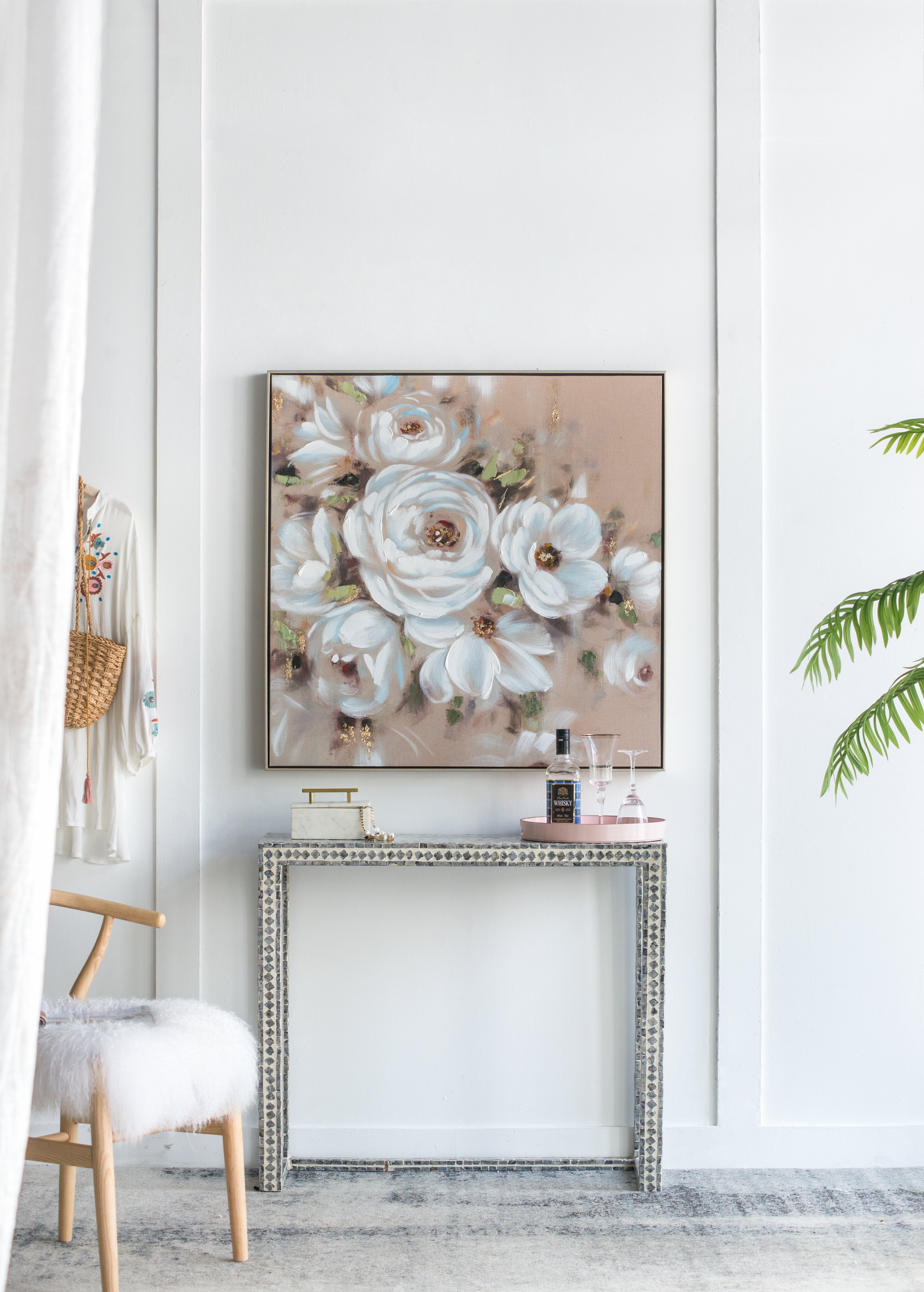 36" x 36" Square Framed Wall Art Flower Canvas Print