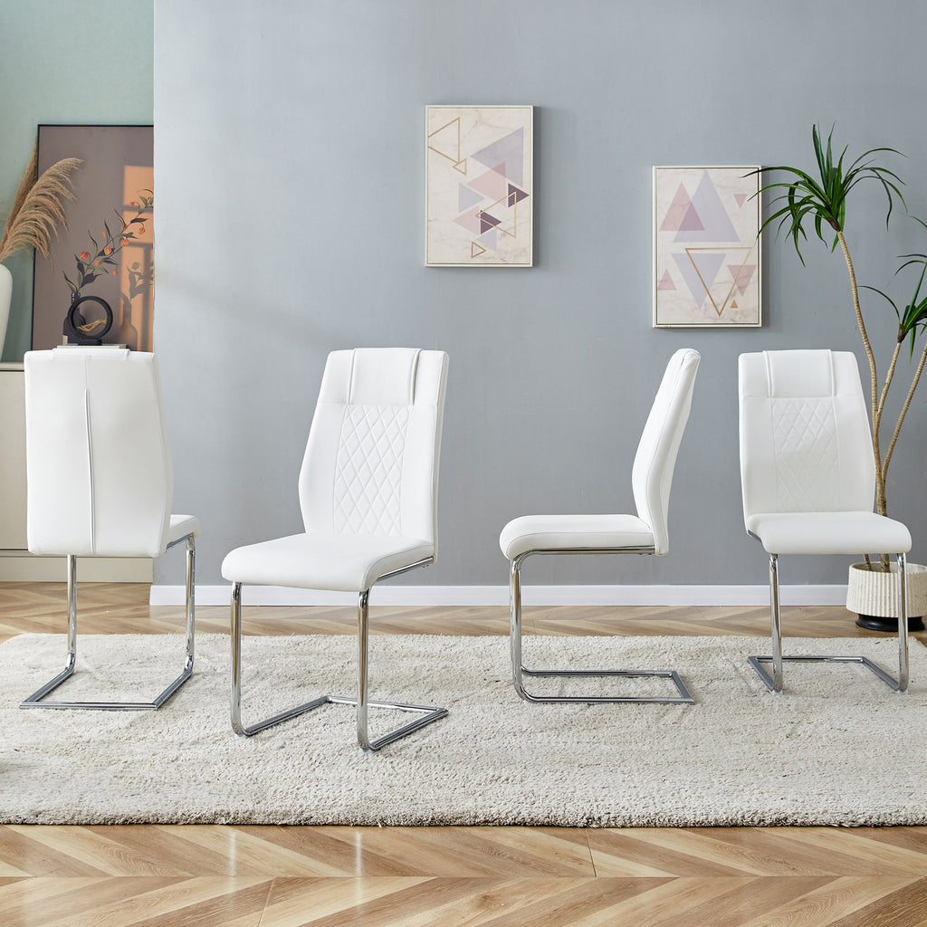 Modern Dining Chairs with Faux Leather Padded Seat