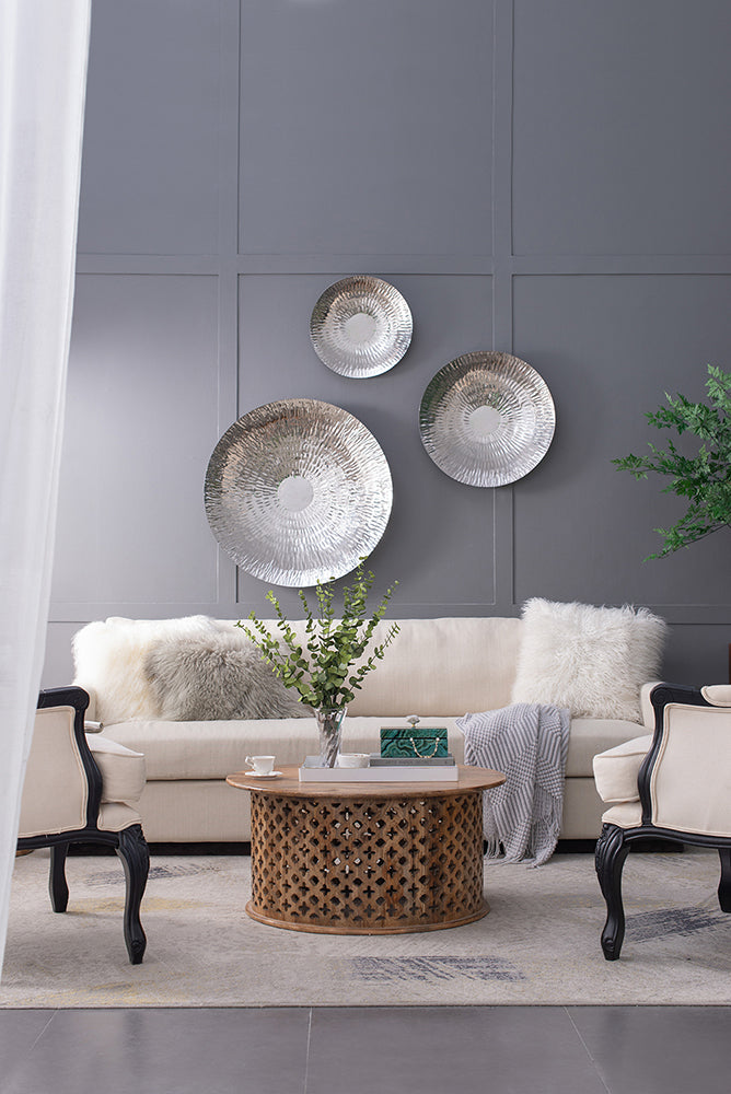 Silver Textured Oversized Disc Wall Decor Set of 3