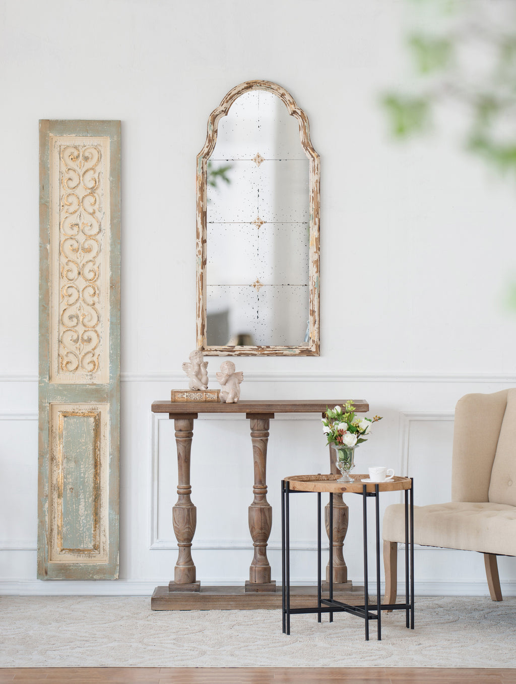 Large Wooden Rectangle Hanging Panel Decorative Wall Sculpture