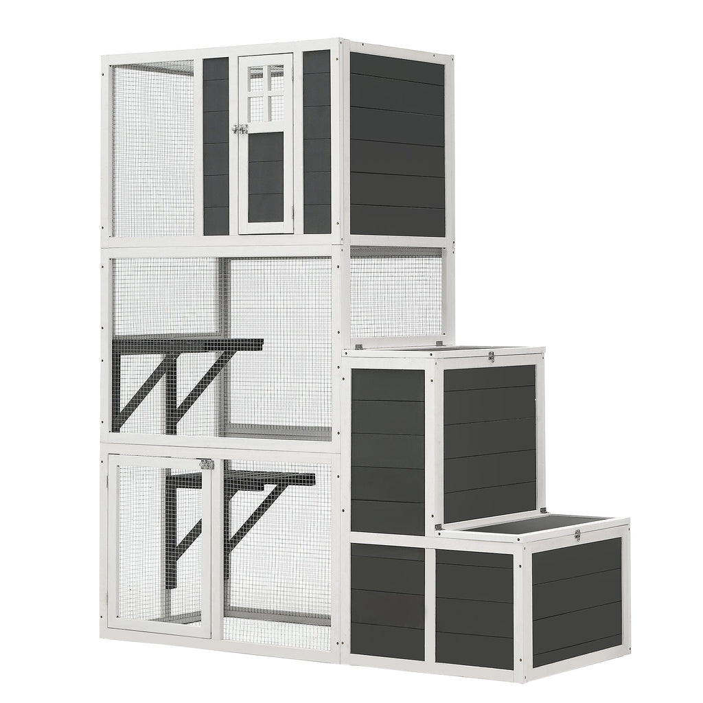3-Tier Wooden Outdoor & Indoor Cat House
